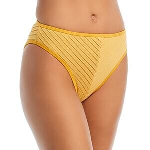Andrea Iyamah Pura Pleated High Rise Bikini Bottom Mustard, Small retail $160